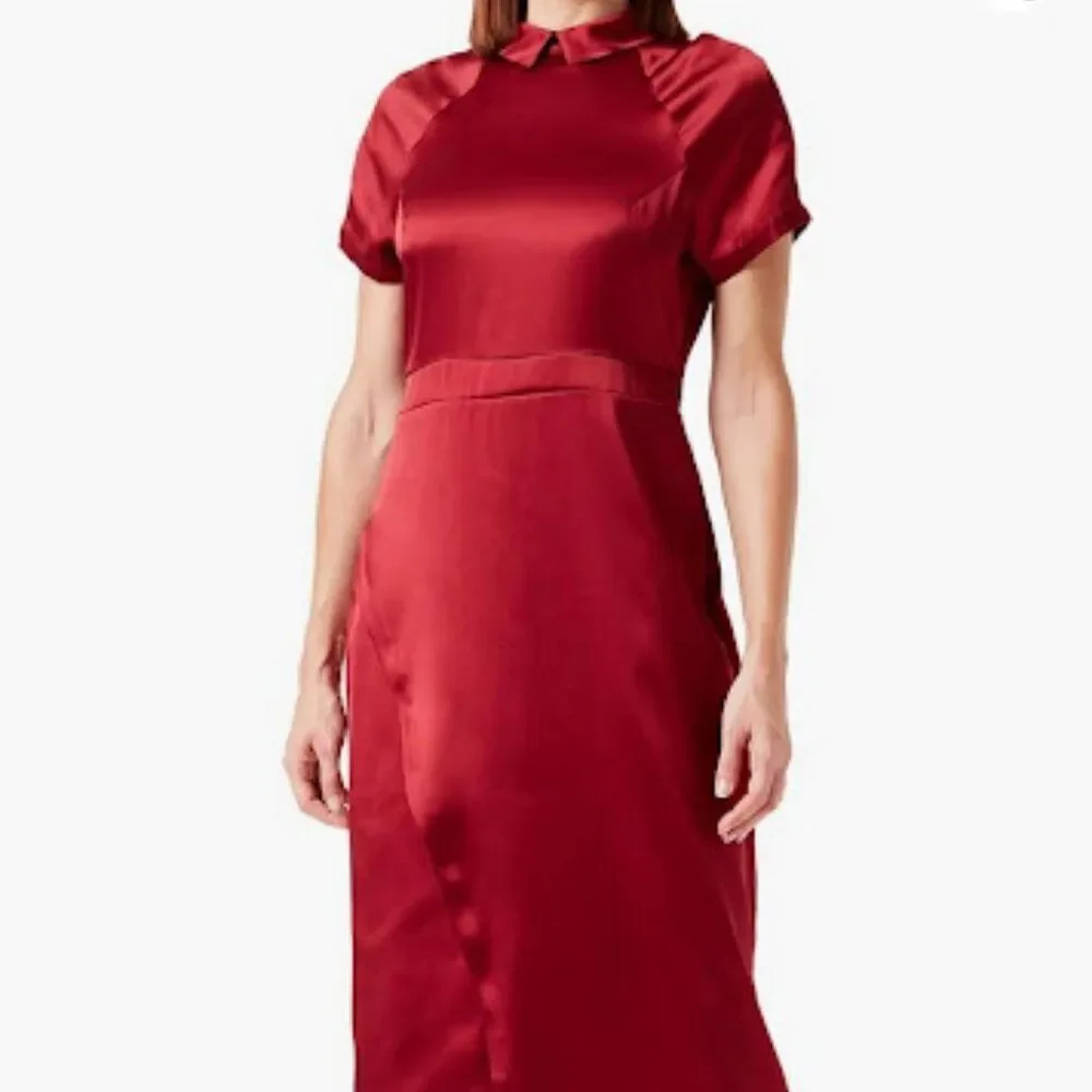 Making the Cut Season 3 Standard Short Sleeve Collared Wrap Dress Red Size L - Picture 3 of 9
